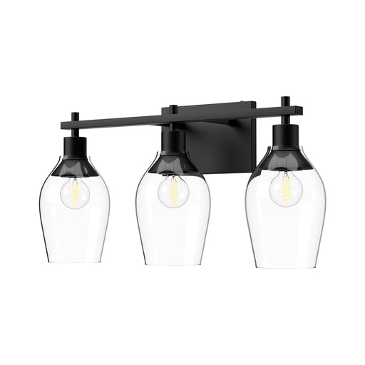 Alora - VL538322MBCL - Three Light Bathroom Fixtures - Kingsley - Matte Black/Clear Glass