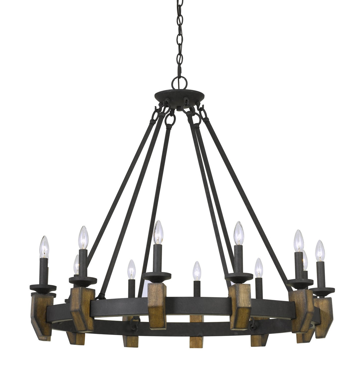 Cal Lighting - FX-3517-12 - 12 Light Chandelier - Cruz - Bronze/Wood ...
