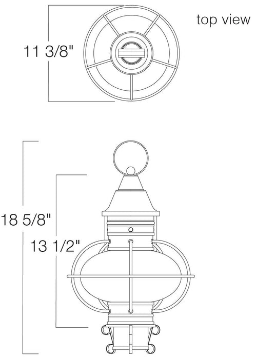 Norwell Lighting - 1711-SB-CL - One Light Post Mount - American Onion - Satin Brass
