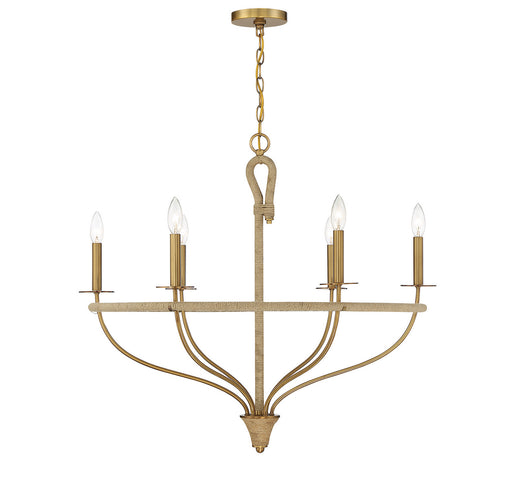 Savoy House - 1-1823-6-320 - Six Light Chandelier - Charter - Warm Brass and Rope