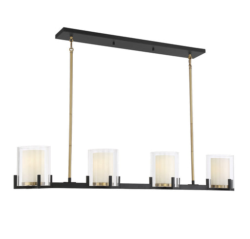 Savoy House - 1-1982-4-143 - Four Light Linear Chandelier - Eaton - Matte Black with Warm Brass
