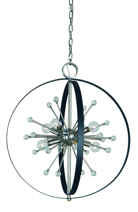 Framburg - L1108 BN/MBLACK - Eight Light Chandelier - Nucleus - Brushed Nickel with Matte Black Accents