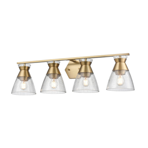 DVI Lighting - DVP47444BR-CRK - Four Light Vanity - Sunnybrook - Brass with Crackle Glass