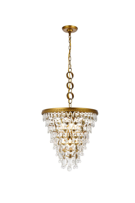 Elegant Lighting - 1219D18BR/RC - Five Light Pendant - Nordic - Brass And Clear