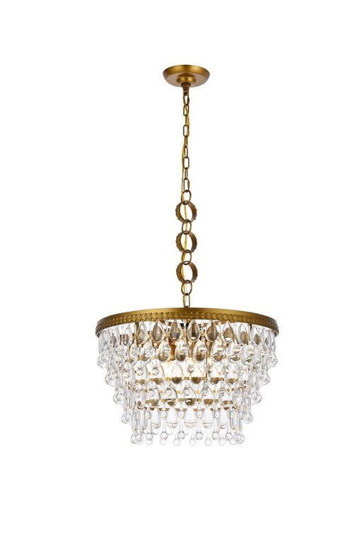 Elegant Lighting - 1219D19BR/RC - Five Light Pendant - Nordic - Brass And Clear