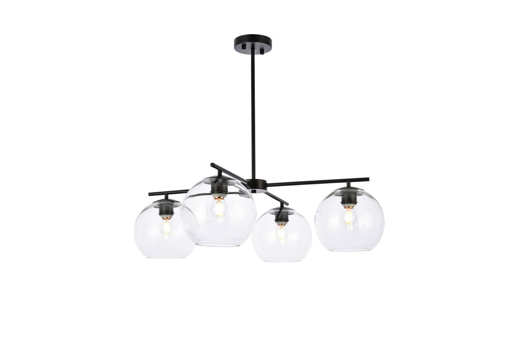 Elegant Lighting - LD2331BK - Four Light Pendant - Opus - Black And Clear