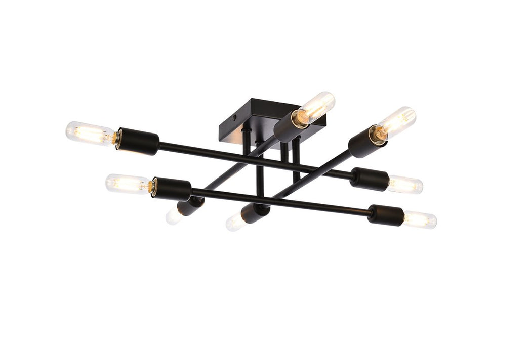 Elegant Lighting - LD2351BK - Eight Light Flush Mount - Script - Black