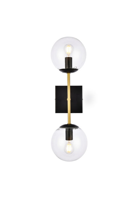 Elegant Lighting - LD2357BKR - Two Light Wall Sconce - Neri - Black And Brass And Clear
