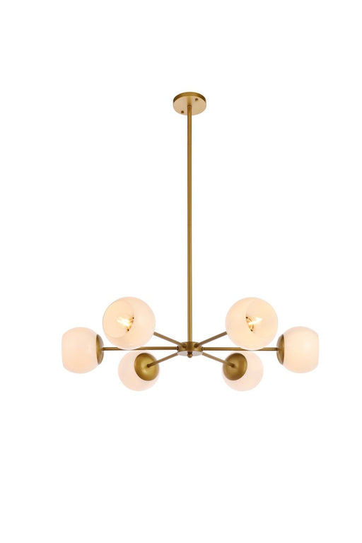 Elegant Lighting - LD645D30BR - Six Light Pendant - Briggs - Brass And White