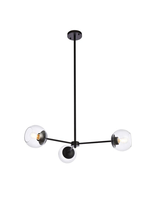 Elegant Lighting - LD646D32BK - Three Light Pendant - Briggs - Black And Clear