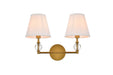 Elegant Lighting - LD7022W15BR - Two Light Bath - Bethany - Brass And White Fabric Shade