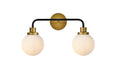 Elegant Lighting - LD7032W19BRB - Two Light Bath - Hanson - Black And Brass And Frosted Shade