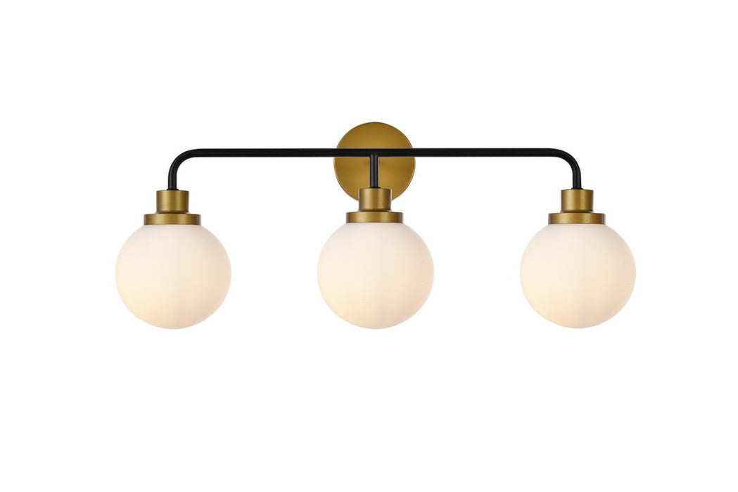 Elegant Lighting - LD7034W28BRB - Three Light Bath - Hanson - Black And Brass And Frosted Shade