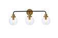 Elegant Lighting - LD7035W28BRB - Three Light Bath - Hanson - Black And Brass And Clear Shade
