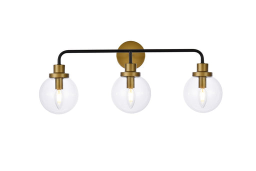 Elegant Lighting - LD7035W28BRB - Three Light Bath - Hanson - Black And Brass And Clear Shade