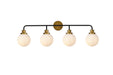 Elegant Lighting - LD7036W38BRB - Four Light Bath - Hanson - Black And Brass And Frosted Shade