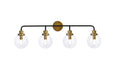 Elegant Lighting - LD7037W38BRB - Four Light Bath - Hanson - Black And Brass And Clear Shade