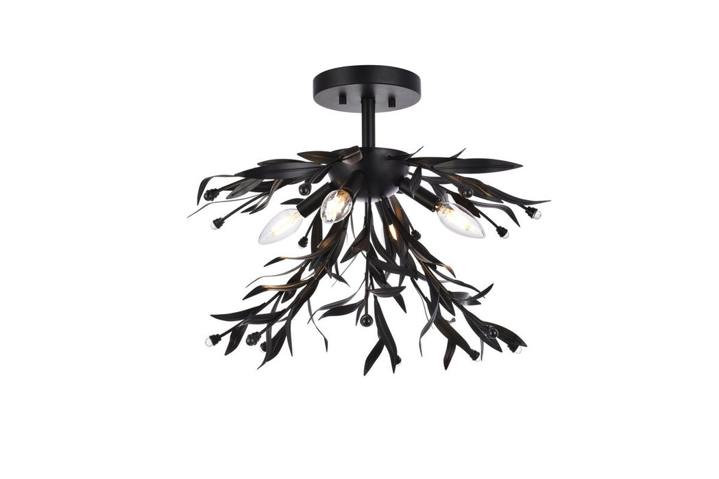 Elegant Lighting - LD810F19BK - Four Light Flush Mount - Priscilla - Black