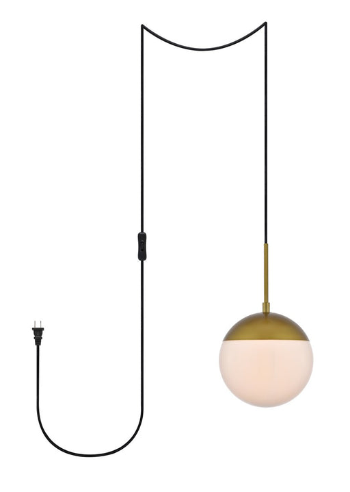 Elegant Lighting - LDPG6030BR - One Light Plug in Pendant - Eclipse - Brass And Frosted White