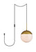 Elegant Lighting - LDPG6036BR - One Light Plug in Pendant - Eclipse - Brass And Frosted White