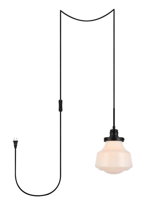 Elegant Lighting - LDPG6255BK - One Light Plug in Pendant - Lye - Black And Frosted White