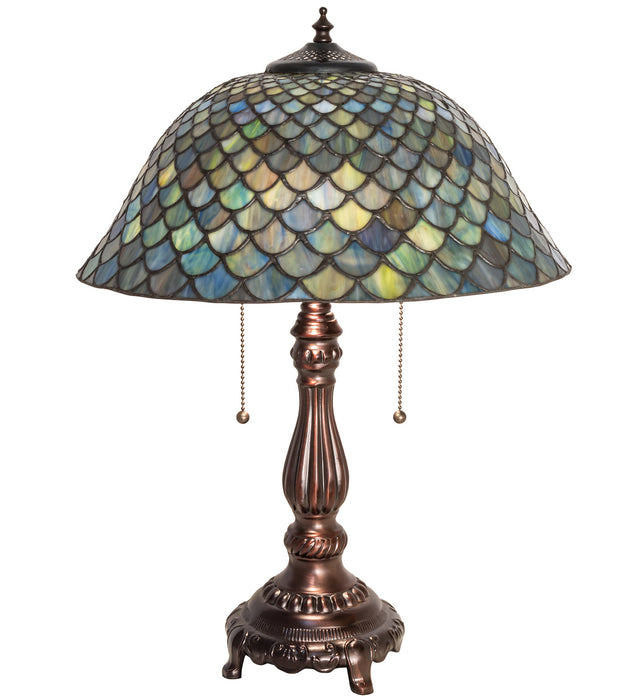 Meyda Tiffany - 132148 - Two Light Table Lamp - Tiffany Fishscale - Mahogany Bronze