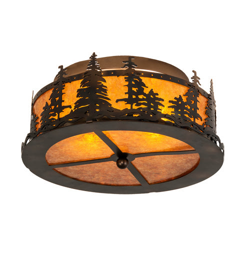 Meyda Tiffany - 233628 - Two Light Flushmount - Tall Pines - Antique Copper,Burnished