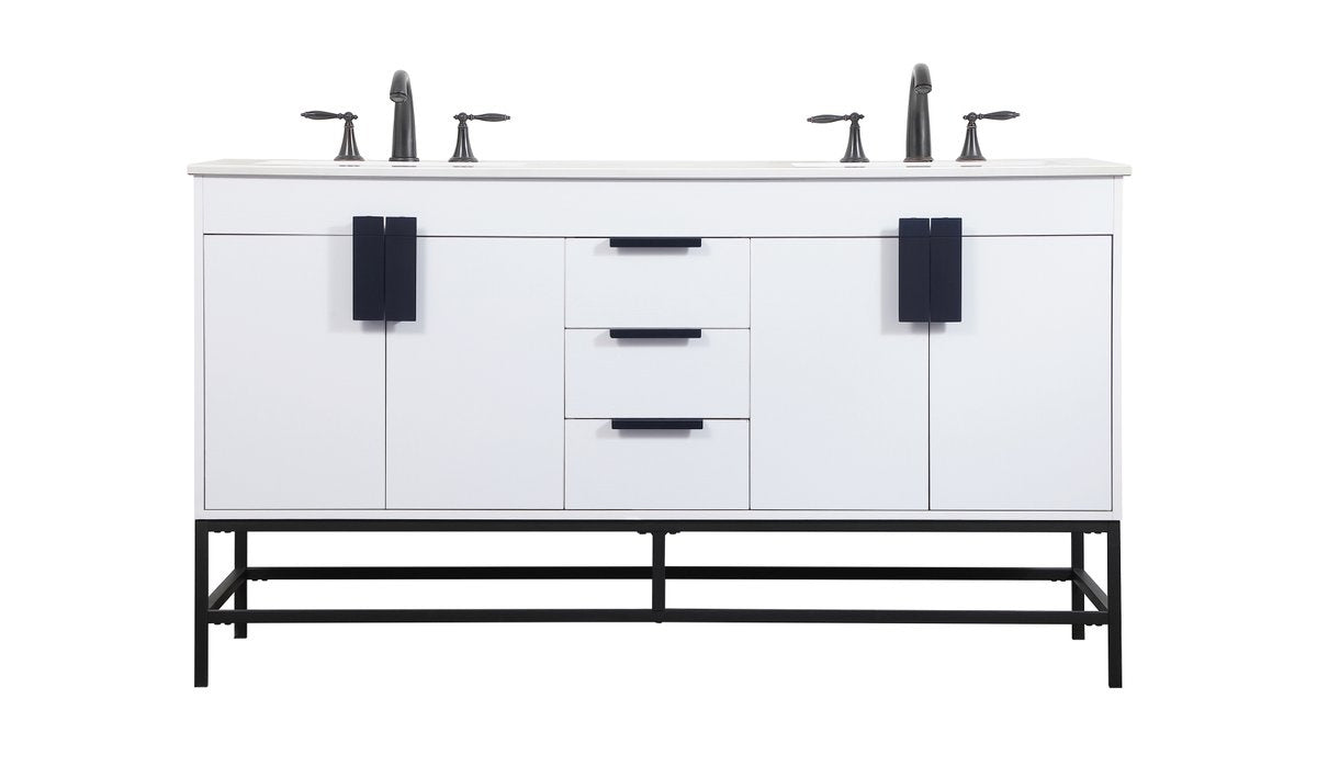 Elegant Lighting - VF48860DMWH - Double Bathroom Vanity - Eugene - White