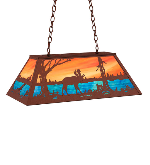 Meyda Tiffany - 234275 - Six Light Pendant - Moose At Lake - Rust
