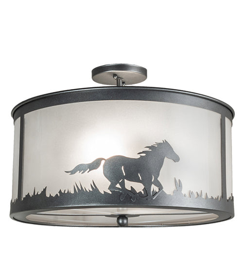 Meyda Tiffany - 236857 - Two Light Semi-Flushmount - Running Horses