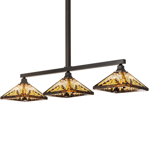 Meyda Tiffany - 240482 - Three Light Island Pendant - Nuevo Mission - Craftsman Brown