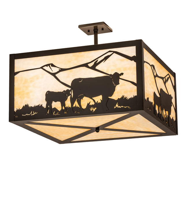 Meyda Tiffany - 241426 - Four Light Flushmount - Calf & Cow