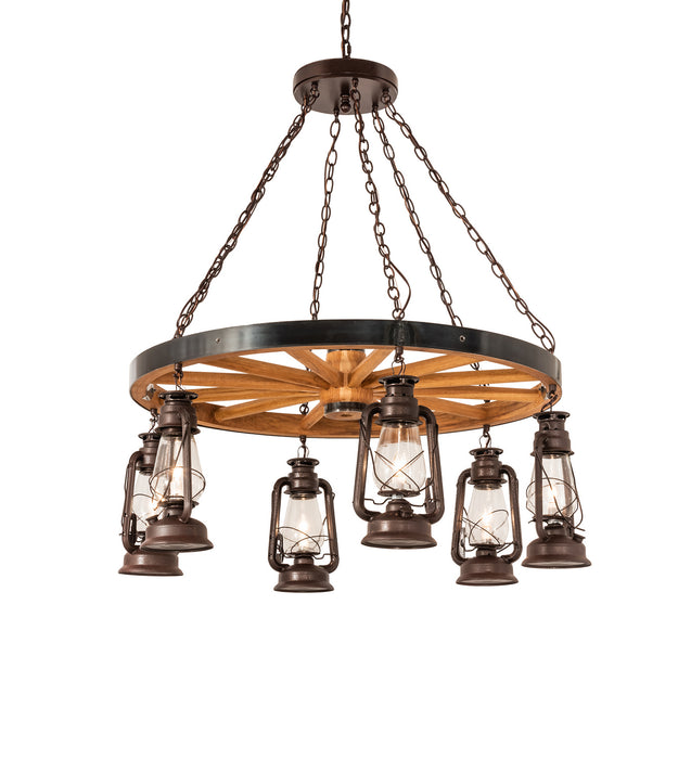 Meyda Tiffany - 242013 - Six Light Chandelier - Miners Lantern - Rust