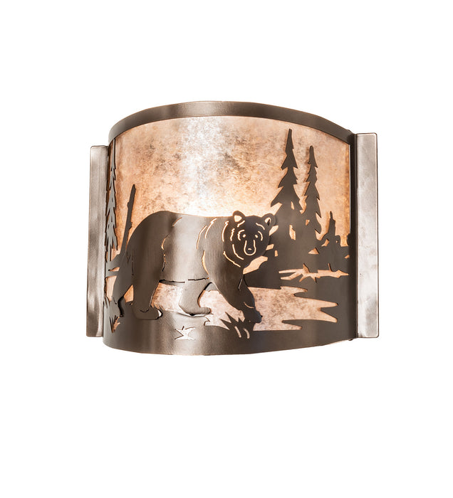 Meyda Tiffany - 243423 - One Light Wall Sconce - Northwoods Bear At Lake - Bronze