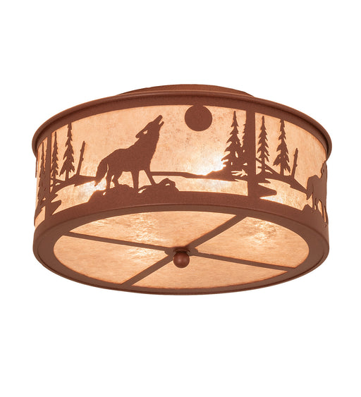 Meyda Tiffany - 243533 - Four Light Flushmount - Northwoods Wolf On The Loose - Rust
