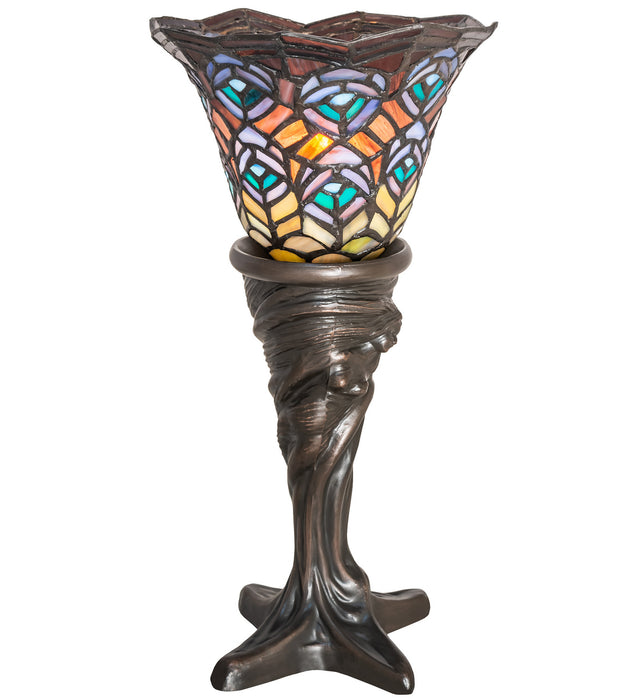 Meyda Tiffany - 244875 - One Light Mini Lamp - Tiffany Peacock Feather - Mahogany Bronze