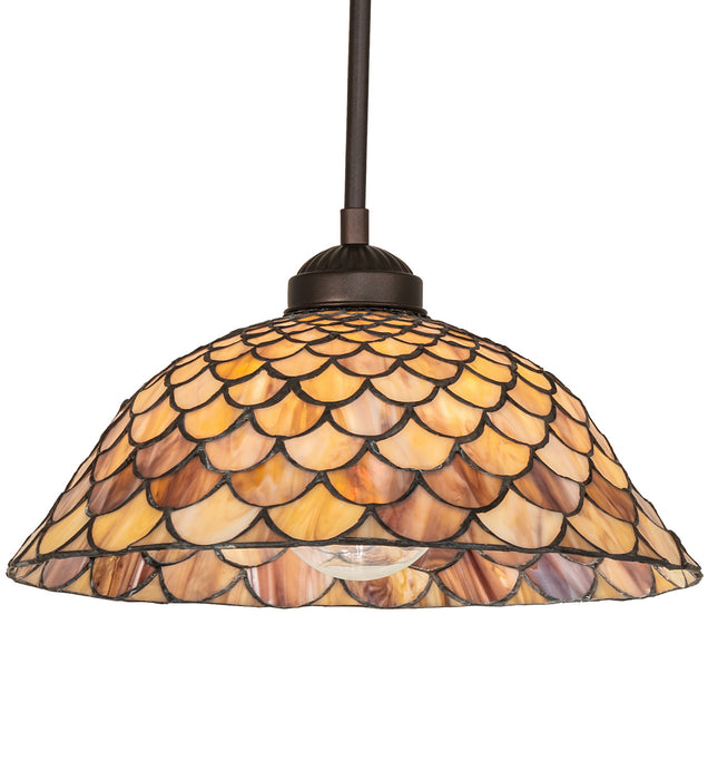 Meyda Tiffany - 245670 - One Light Pendant - Tiffany Fishscale - Mahogany Bronze