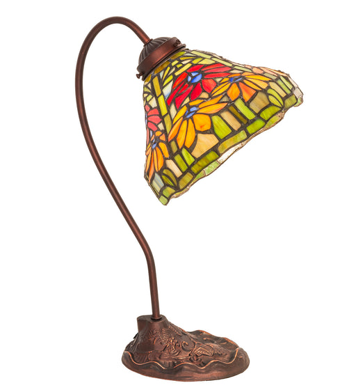 Meyda Tiffany - 247784 - One Light Desk Lamp - Tiffany Poinsettia - Mahogany Bronze