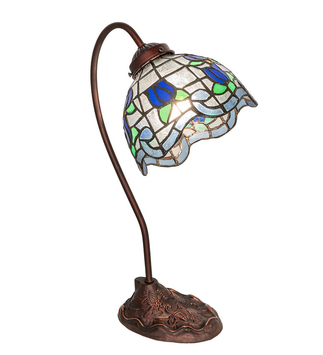 Meyda Tiffany - 247918 - One Light Desk Lamp - Roseborder - Mahogany Bronze