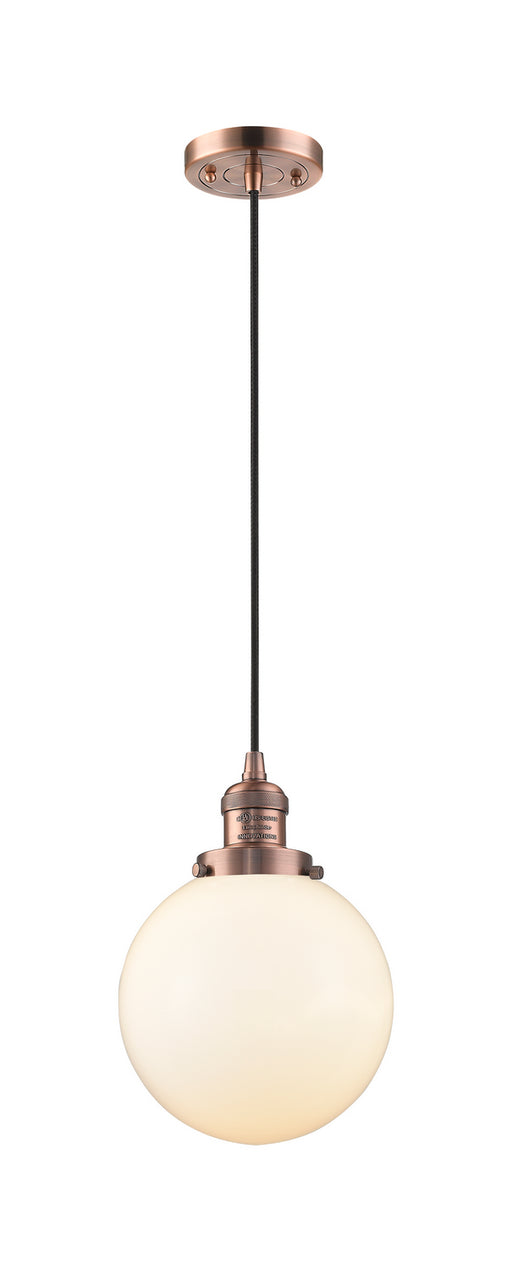 Innovations - 201C-AC-G201-8-LED - LED Mini Pendant - Franklin Restoration - Antique Copper