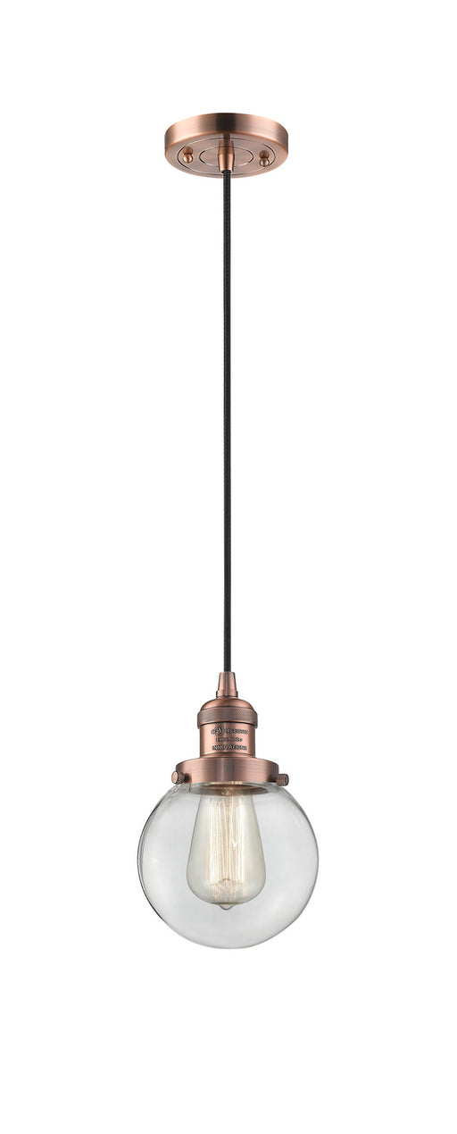 Innovations - 201C-AC-G202-6-LED - LED Mini Pendant - Franklin Restoration - Antique Copper