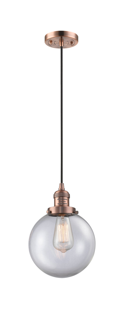 Innovations - 201C-AC-G202-8-LED - LED Mini Pendant - Franklin Restoration - Antique Copper