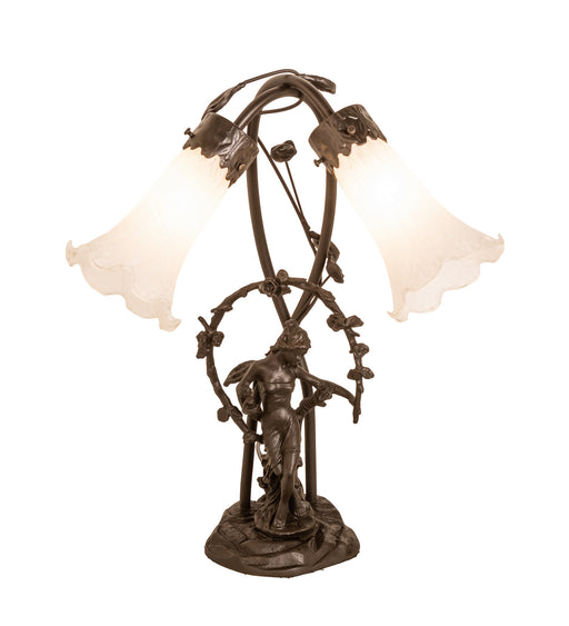Meyda Tiffany - 109504 - Two Light Table Lamp - White Pond Lily - Mahogany Bronze