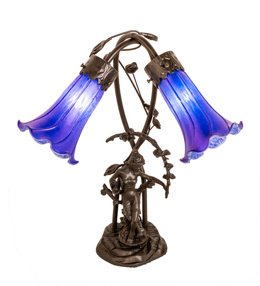 Meyda Tiffany - 115880 - Two Light Table Lamp - Blue Pond Lily - Mahogany Bronze