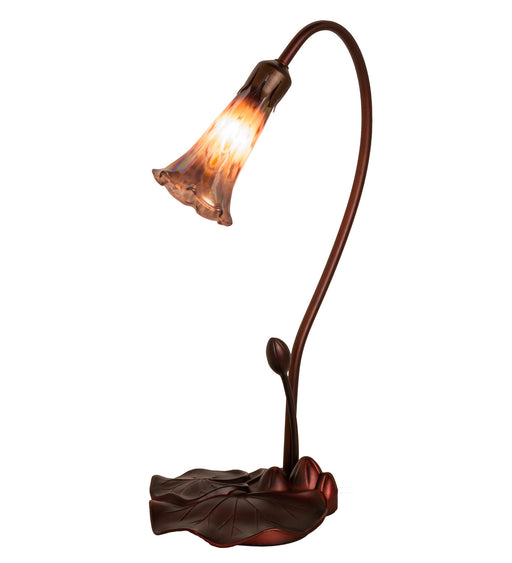 Meyda Tiffany - 13434 - One Light Accent Lamp - Purple Iridescent Pond Lily - Mahogany Bronze