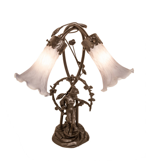 Meyda Tiffany - 142212 - Two Light Table Lamp - Grey Pond Lily - Mahogany Bronze