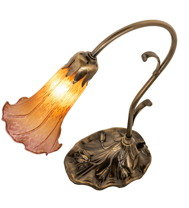 Meyda Tiffany - 17106 - One Light Mini Lamp - Amber/Purple Pond Lily - Antique Brass