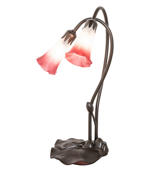 Meyda Tiffany - 173759 - Two Light Accent Lamp - Pink/White Pond Lily - Mahogany Bronze