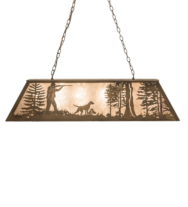 Meyda Tiffany - 70118 - Six Light Pendant - Quail Hunter W/Dog - Antique Copper