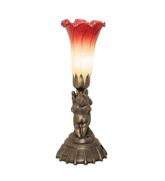 Meyda Tiffany - 251838 - One Light Mini Lamp - Seafoam/Cranberry Pond Lily - Antique Brass